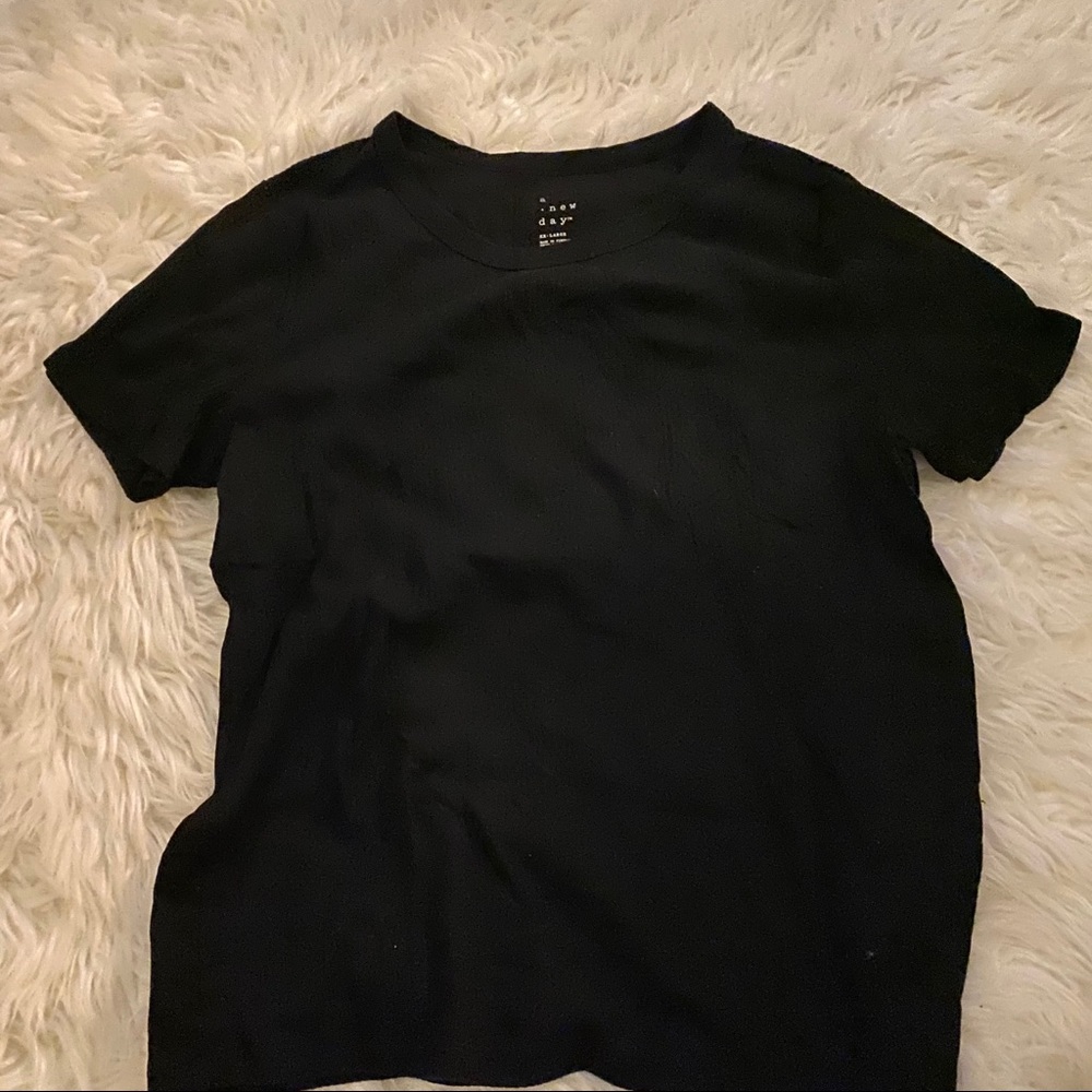 A new day black ribbed T-shirt